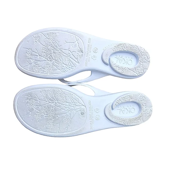 Oka.B Kona Metal Floral Flip Flop Sandals in Salt Size ML - Picture 8 of 12